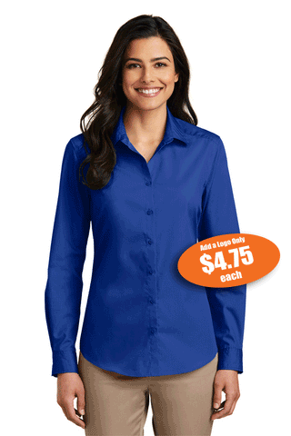 Ladies Port Authority® Long Sleeve Carefree Poplin Shirt